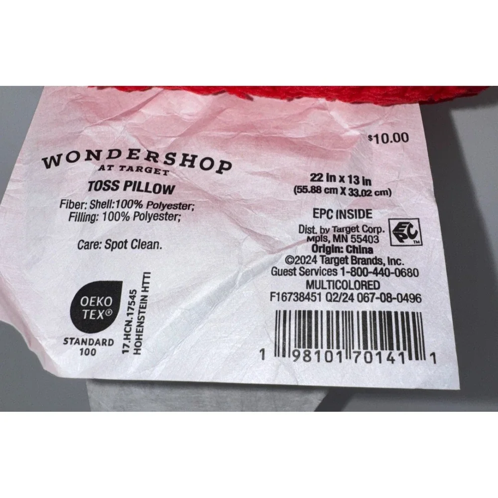 Wondershop Christmas Peppermint Candy Sherpa Throw Pillow NWT Red White